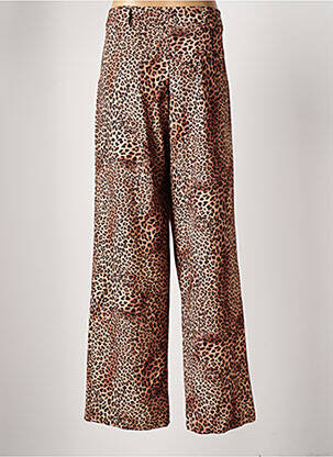 Pantalon flare fermeture zippée sous rabat avec crochet beige LUMINA femme