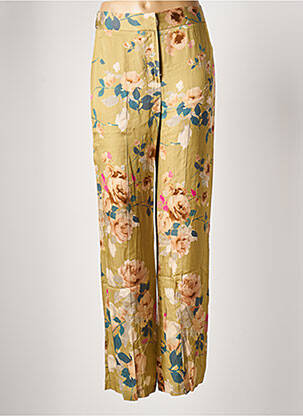 Pantalon large fermeture zippée sous rabat avec crochet vert ANGELA DAVIS femme