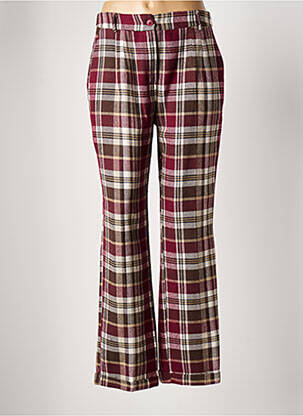 Pantalon droit fermeture zippée sous rabat boutonné rouge ALTAMIRA femme