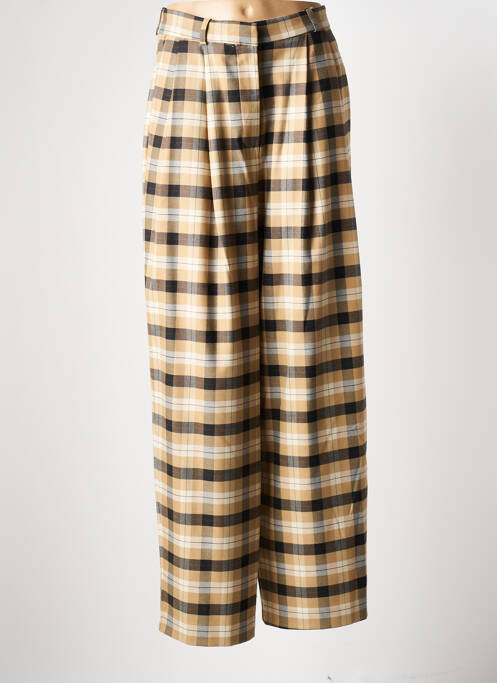 Pantalon large fermeture zippée sous rabat avec crochet beige ANGELA DAVIS femme