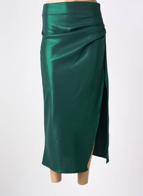 Jupe longue fermeture zippée au dos vert THE LULÙ femme