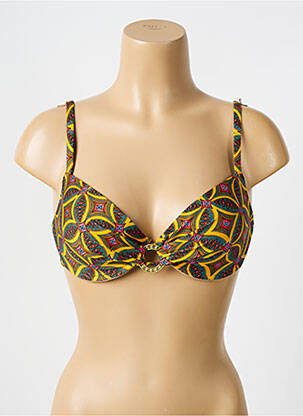 Haut de maillot de bain stretch haut soutien-gorge moulé jaune ANTIGEL femme
