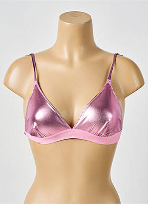 Soutien-gorge effet matière satinée haut triangles rose LOVE STORIES femme