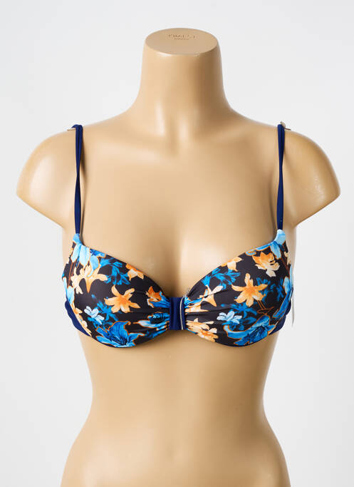 Haut de maillot de bain stretch haut soutien-gorge push-up bleu RAE femme