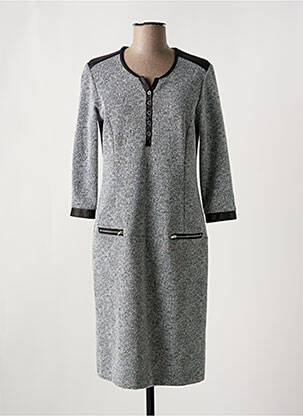 Robe mi-longue manches 3/4 manches 3/4 gris GEVANA femme