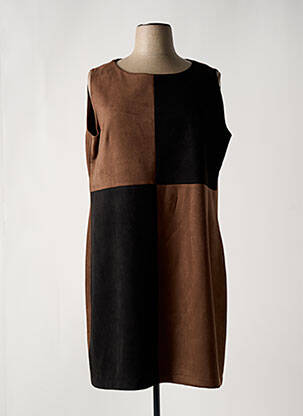 Robe mi-longue imprimé fantaisie sans manche marron FA CONCEPT femme