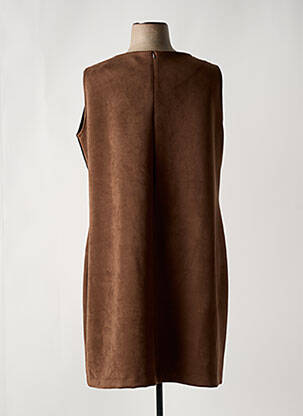 Robe mi-longue imprimé fantaisie sans manche marron FA CONCEPT femme