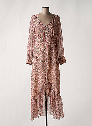 Robe longue manches longues manches longues rose LAUREN VIDAL femme
