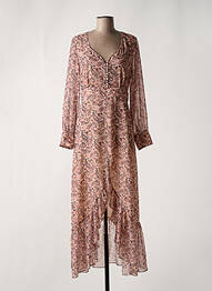 Robe longue manches longues manches longues rose LAUREN VIDAL femme