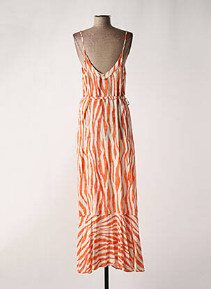 Robe longue coupe cintrée fines bretelles orange LOLA CASADEMUNT femme