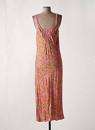 Robe longue coupe cintrée fines bretelles rose EVA KAYAN femme