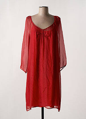 Robe mi-longue imprimé fantaisie manches longues rouge ONE STEP femme