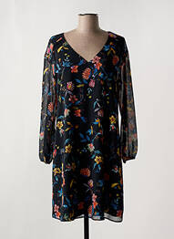 Robe mi-longue coupe fluide manches longues noir ONE STEP femme