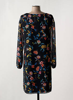 Robe mi-longue imprimé fleurs manches longues noir ONE STEP femme