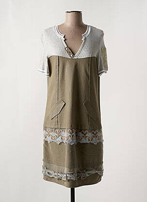 Robe mi-longue manches courtes manches courtes vert ELISA CAVALETTI femme