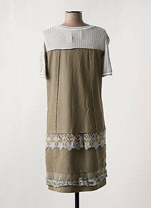 Robe mi-longue manches courtes manches courtes vert ELISA CAVALETTI femme