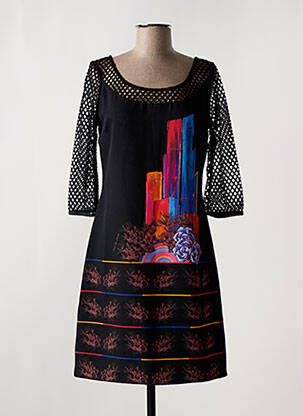 Robe mi-longue manches 3/4 manches 3/4 noir SAVE THE QUEEN femme