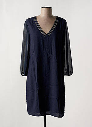 Robe mi-longue manches 3/4 manches 3/4 bleu ONE STEP femme
