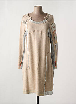 Robe mi-longue manches longues manches longues beige ELISA CAVALETTI femme
