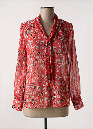 Blouse légère et transparente manches longues rouge IKKS femme
