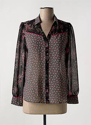 Chemisier tissage crêpe manches longues noir ONE STEP femme