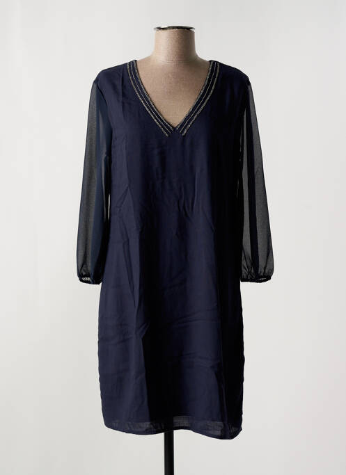 Robe mi-longue manches 3/4 manches 3/4 bleu ONE STEP femme