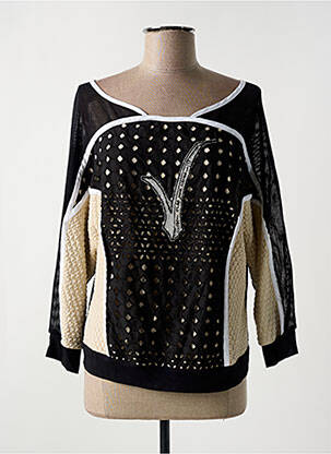 Sweat-shirt stretch manches 3/4 noir ELISA CAVALETTI femme