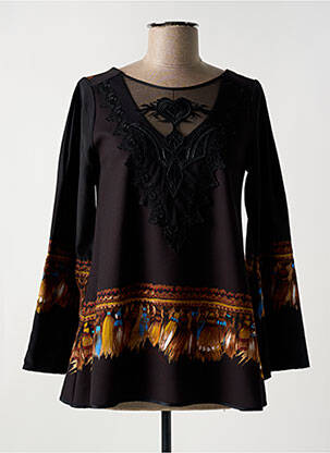 Tunique manches longues tissage crêpe noir SAVE THE QUEEN femme