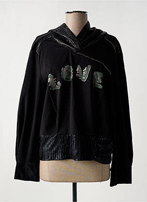 Sweat-shirt à capuche stretch manches longues noir ELISA CAVALETTI femme