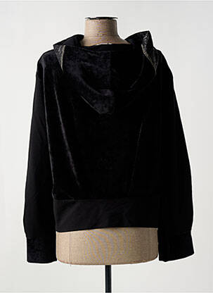 Sweat-shirt à capuche stretch manches longues noir ELISA CAVALETTI femme