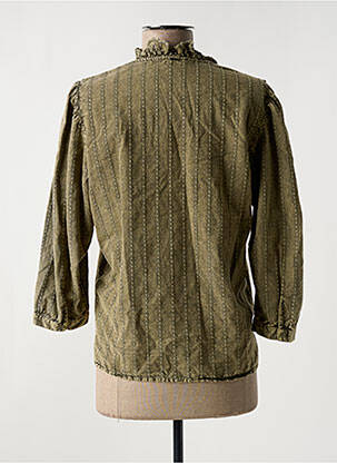 Blouse tissage popeline manches 3/4 vert IKKS femme