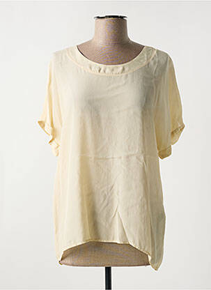 Blouse légère et transparente manches courtes jaune LAUREN VIDAL femme