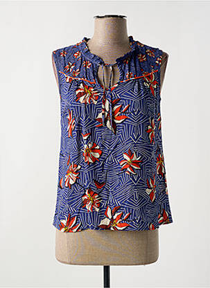 Blouse imprimé fleurs sans manche bleu ONE STEP femme