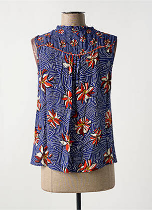 Blouse imprimé fleurs sans manche bleu ONE STEP femme