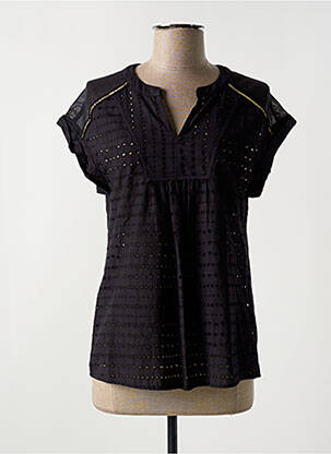 Blouse légère et transparente manches courtes noir ONE STEP femme