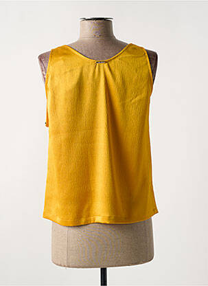 Top coupe fluide sans manche jaune ONE STEP femme