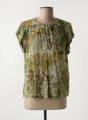 Blouse légère et transparente manches courtes vert IKKS femme