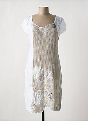 Robe mi-longue manches courtes manches courtes blanc ELISA CAVALETTI femme