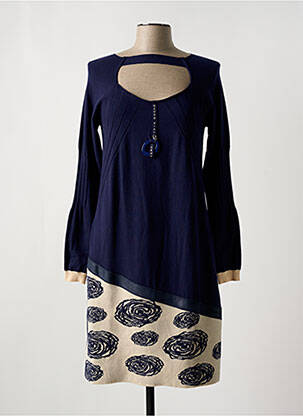 Robe mi-longue manches longues manches longues bleu ELISA CAVALETTI femme