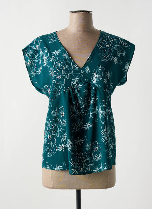 Blouse imprimé fleurs manches courtes vert IKKS femme