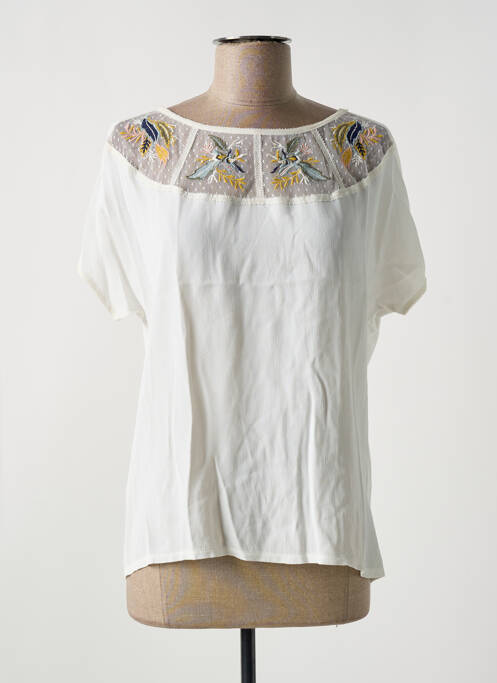 T-shirt coupe cintrée manches courtes beige ONE STEP femme