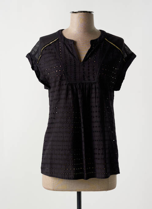 Blouse légère et transparente manches courtes noir ONE STEP femme