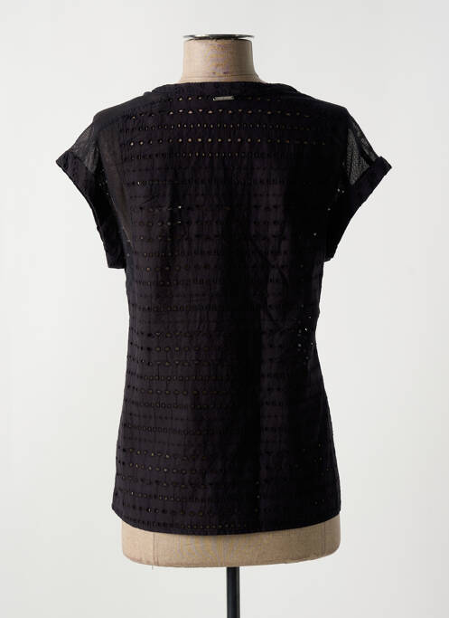 Blouse légère et transparente manches courtes noir ONE STEP femme