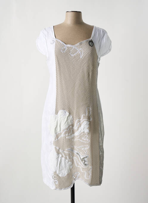 Robe mi-longue manches courtes manches courtes blanc ELISA CAVALETTI femme