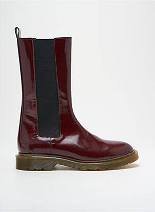 Bottines/boots matière lisse talon plat jusqu'à 3cm rouge ROSEANNA femme