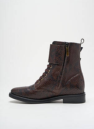 Bottines/boots fermeture zip et lacets talon plat jusqu'à 3cm marron ANAKI femme