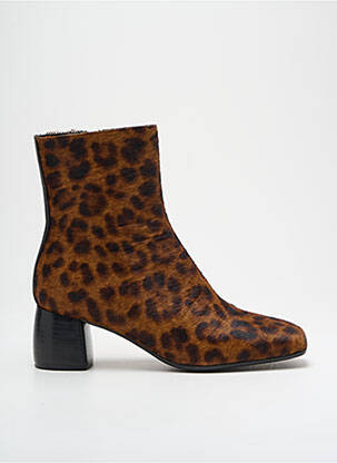 Bottines/boots tissage satiné talon de 4 à 6cm marron MALIPARMI femme