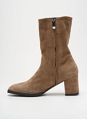 Bottines/boots nubuck talon de 4 à 6cm beige LORENZO MASIERO femme