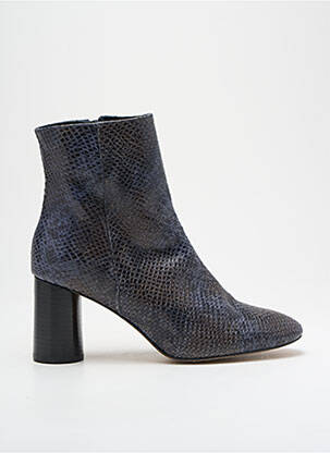 Bottines/boots tissage satiné talon de 4 à 6cm bleu ANAKI femme