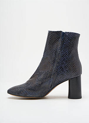 Bottines/boots tissage satiné talon de 4 à 6cm bleu ANAKI femme